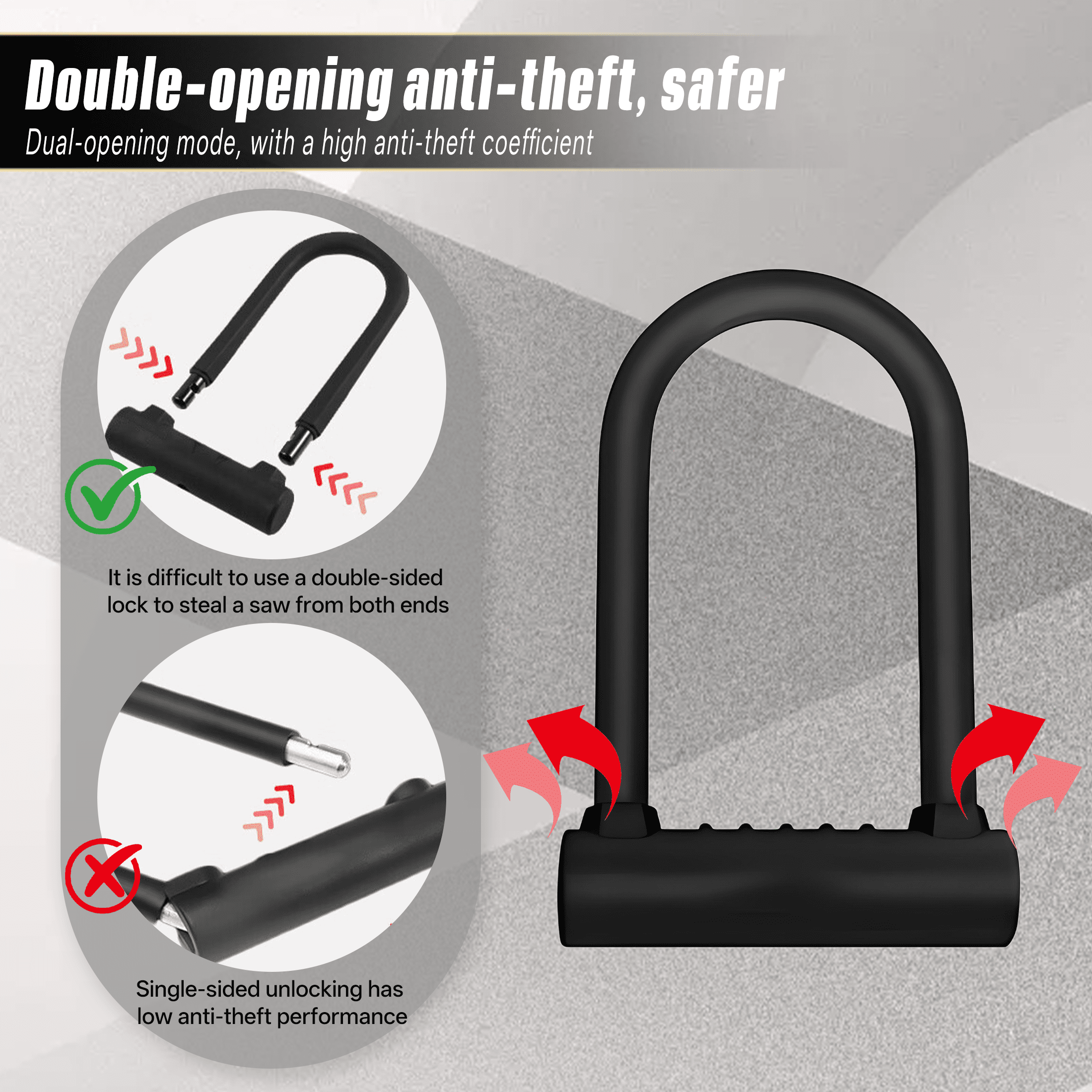 ZHZFKQ Bike Lock，Scooter Lock with Mounting Bracket and Two Keys，Security Anti Theft U Lock
