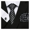 thumbnail image 6 of Suit Shirt Accessories Men's Tie Kerchief Cufflink Set Plaid Print Silky Smooth Necktie Pocket Squares Formal Business Style Accessories for Wedding, 6 of 7