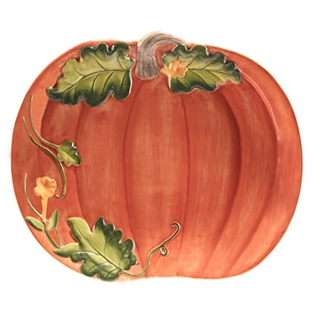 Certified International Harvest Morning Pumpkin Platter, 13.75'' x 11.5'', Multicolor