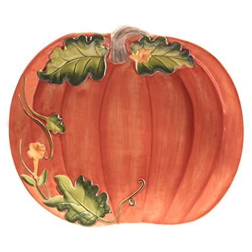 Certified International Harvest Morning Pumpkin Platter, 13.75'' x 11.5'', Multicolor