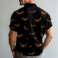thumbnail image 4 of WTOBBY Men's Casual Short Sleeve Shirt Halloween Pumpkin Print Loose Fit Crew Neck Cotton Blend Daily Wear Breathable Party Graphic Tee Holiday Theme,Black L, 4 of 6