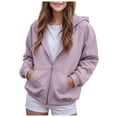 thumbnail image 4 of WXFAZCVU Girls Full Zip Hoodie Long Sleeve Sweatshirt Coats Casual Jackets with Pockets Size 13-14 Years, 4 of 4