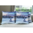 thumbnail image 6 of Ambesonne Winter Throw Pillow Cover 4 Pack, Mountain Peaks Snowy, 24", Blue White, 6 of 7