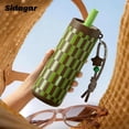 thumbnail image 4 of Sidagar 24 oz Ceramic Lined Insulated Water Bottle with Straw and Carry Strap, Green Brown Checker, 4 of 9