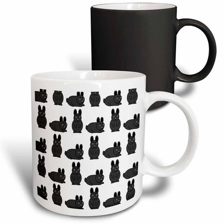 

3dRose Cute Black Little Rabbit Grumpy Bunny Print Magic Transforming Mug 11oz