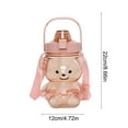 thumbnail image 5 of Cute Bear Water Bottle with Straw 1400ml Large Capacity Plastic Drinkware Portable for Outdoor Sports Travel BPA Free（Pink), 5 of 6
