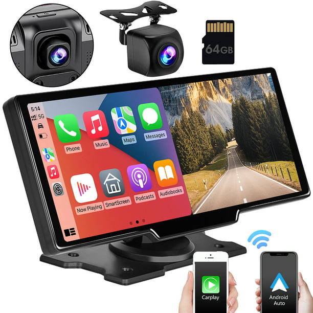 Bij naam proza hoe 10" Wireless Carplay & Android Auto Portable Car Stereo, 64G TF-Card, Front  Dash Cam, Backup Camera, Bluetooth Hands-Free Calling, HD IPS Touchscreen,  Dual Screen, Supports Most Cars Trucks - Walmart.com