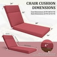 thumbnail image 2 of Kimunuk Outdoor Chaise Lounge Cushions set of 2, 80" x 26" x 4" Waterproof Pool Beach Recliner Replacement Cushions with Ties, Fuchsia Red, 2 of 7