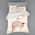 thumbnail image 2 of Ambesonne Christmas Bedding Set 3 Pcs, Sleeping Cat, Twin, Red, 2 of 3