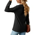 thumbnail image 5 of SHIBEVER Women's Fall Tops Casual Long Sleeve Shirts Loose Fit Tunic Tops Basic V Neck Sweatshirts Trendy Button Down Solid Color Black Size S, 5 of 5