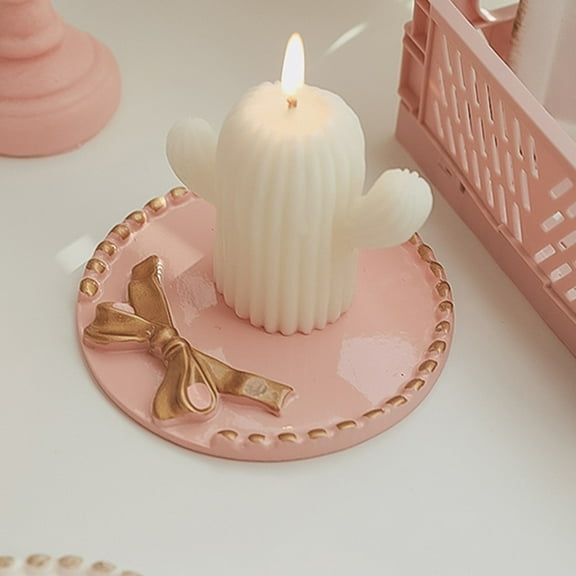 OUNONA  Coffee Table Decor Centerpiece Decorations Candle Cushion Base Round Tray