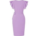 thumbnail image 3 of Oten Women's Dress Ruffle Sleeve Mid Dress Casual Cocktail Party Work Dress Slim Dress, 3 of 4