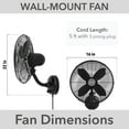 thumbnail image 3 of HUNTER - 97318 - Oscillating Wall Mounted Fan 16 inch 3 speeds Classic W16, 3 of 9