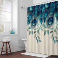 thumbnail image 6 of Peacock Feather Shower Curtain for Bathroom Decor, Teal Blue Green Leaf Abstract Waterproof Fabric Shower Curtain, 60"x72" Set with 12 Hooks, 6 of 9