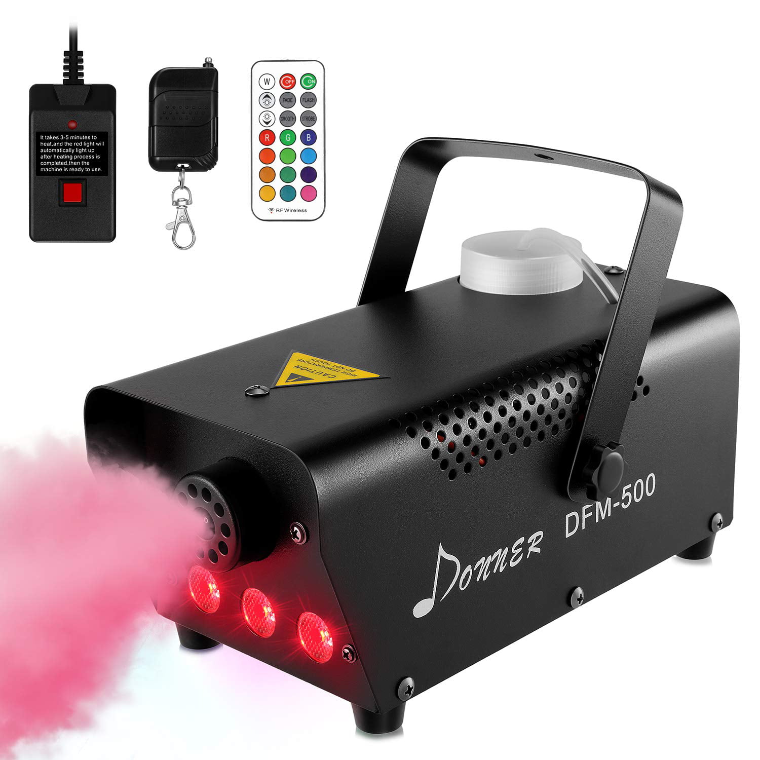 500W Smoke Fog Machine RGB LED Stage Lighting Effect with Remote Control for Wedding DJ Bar Christmas Party Halloween