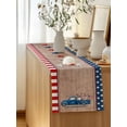 thumbnail image 5 of Table Runner 120 Inches Long for Kitchen Dining, Independence Day Dresser Scarf Farmhouse, Dining Table Decorations for Wedding/Parties, Gnomes Truck Star Flag Wooden Grain 13 x 120 In, 5 of 8