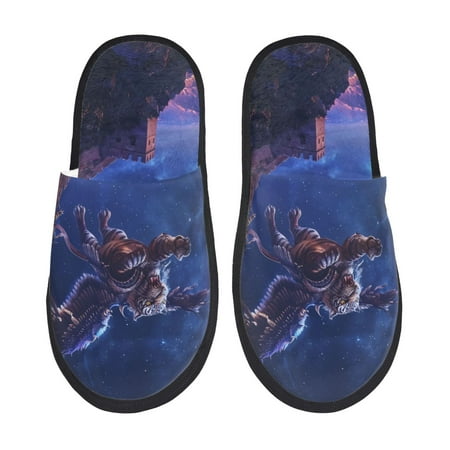 Balery Starry Sky Wall Flying Tiger Slient Indoor Furry Fleece Comfort House Shoes Soft Non-Slip Home Shoes Cotton slippers House Slippers-- Medium