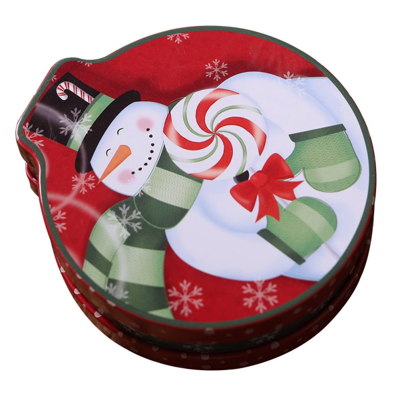 Fymall Christmas Round Embossing Tinplate Empty Tins