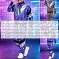 thumbnail image 3 of yboeqw Unisex 80s Retro Shiny Color Block Tracksuit Full Zip Stand Collar Jacket and Cuffed Jogger Pants Vintage Disco Couple Theme Party Costume Outfit, 3 of 9