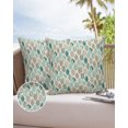 thumbnail image 6 of Pack of 2 Outdoor Pillow Covers, Leaves Specimens Teal Green Grey Burlap Background Waterproof Square Throw Pillowcase Cushion Decorative Pillow Covers for Couch Patio Tent, 24x24 in, 6 of 6