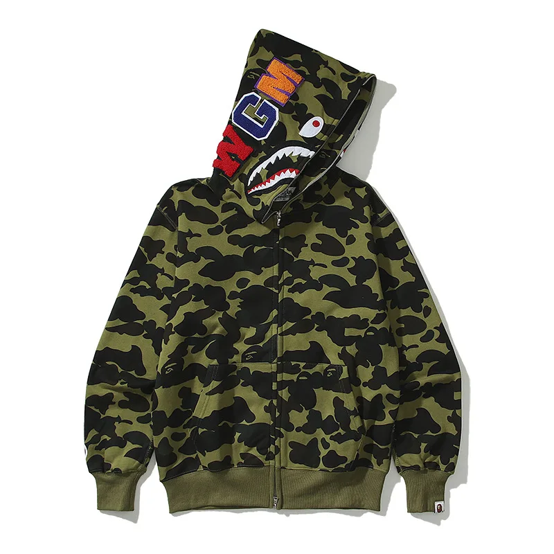 AAPE BY A BATHING APE Classic Camouflage Shark Autumn Hoodie Men