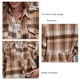 thumbnail image 5 of Camisa a cuadros para mujer, Top clásico de manga larga con botones y cuello vuelto, con bolsillos, cuadros café XL, 5 of 6