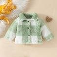 thumbnail image 2 of Clearance Deals 2024 Winter Jacket for Baby Girl Baby Sweaters 12-18 Months Toddler Girl Winter Jacket Girls' Thick Lapel Plaid Jacket Single Long Sleeved Plush Jacket Infants Young Children, 2 of 6