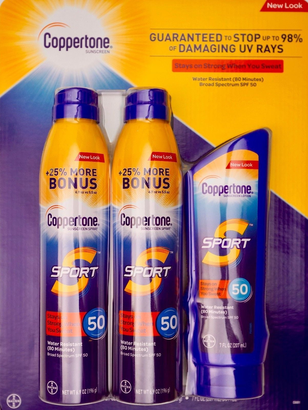 Coppertone Sunscreen Sport 50 SPF Bundle (2 Bottle of Spray 6.9 oz And