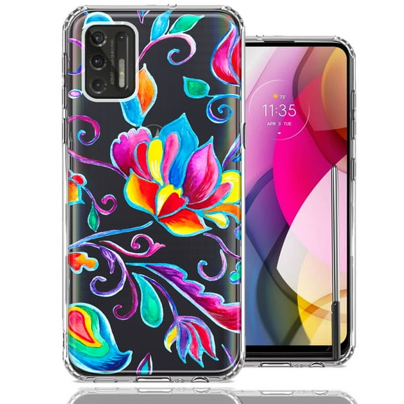 MUNDAZE Case For Motorola Moto G Stylus 2021 Bright Colors Rainbow Water Lilly Floral Phone Cover