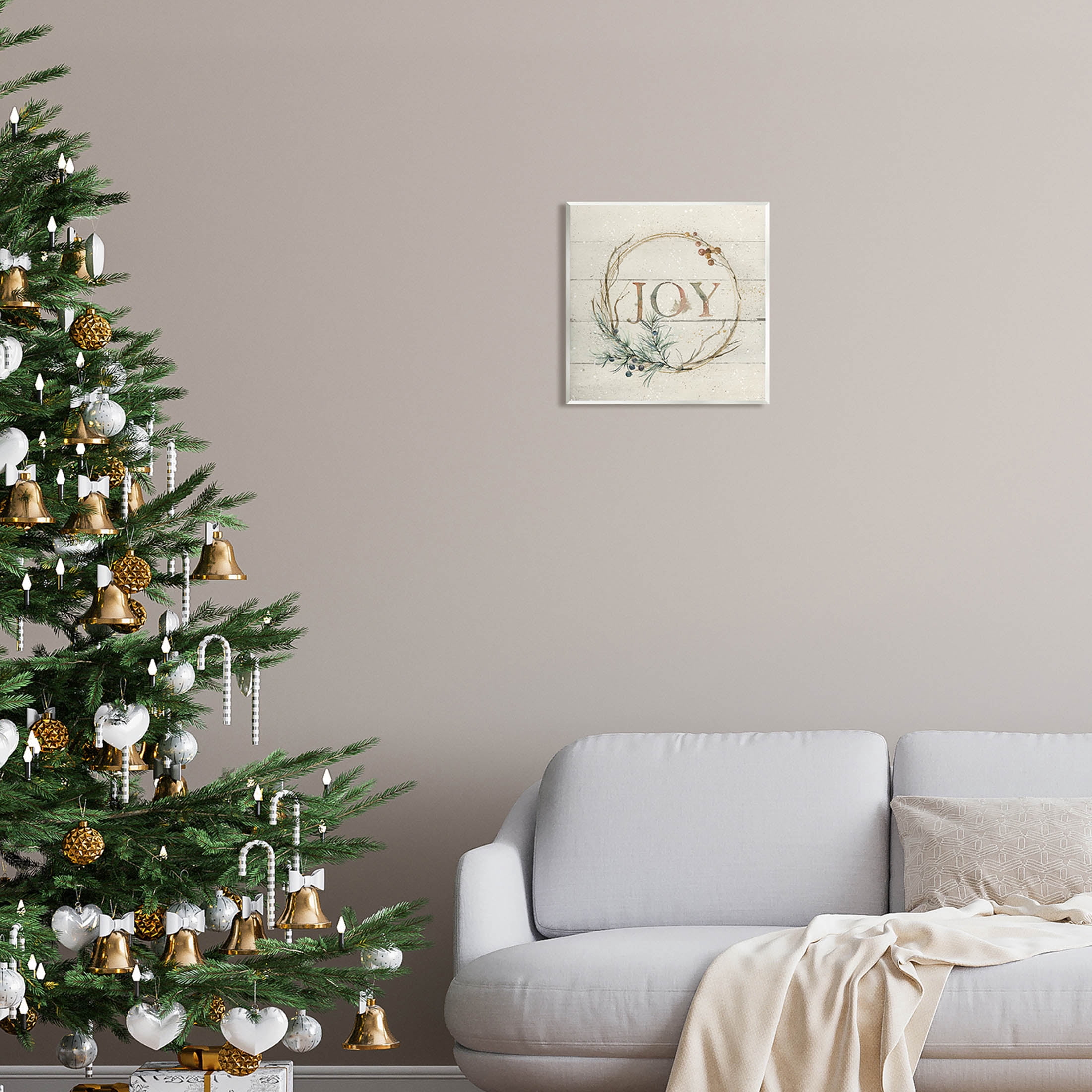 Stupell Industries Seasonal Winter Joy Wreath Graphic Art Unframed Art Print Wall Art, Design by Carol Robinson