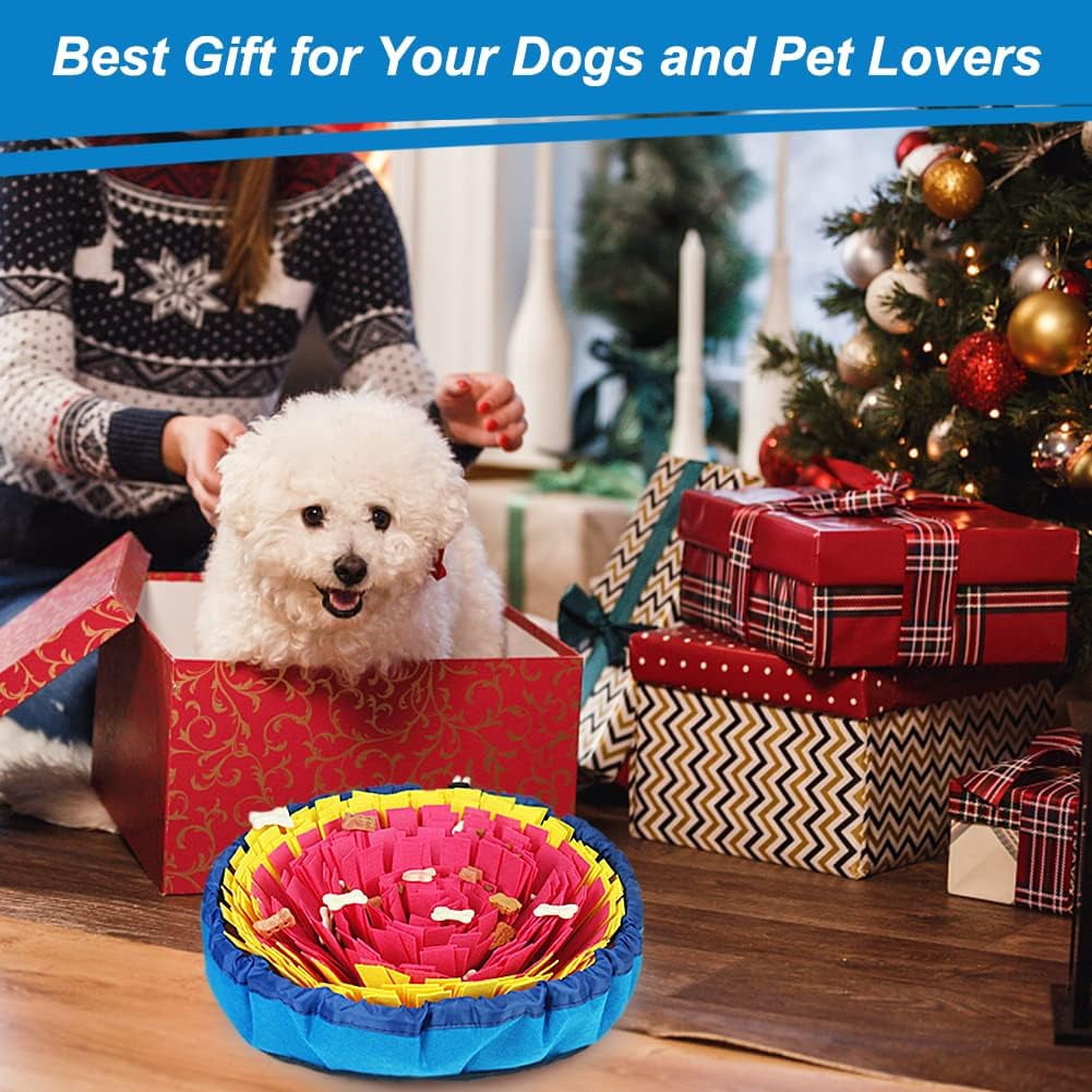 Snuffle Mat for Dogs, Interactive Dog Enrichment Toys for Boredom and Mental Stimulation, Adjustable Sniff Mat for Slow Eating and Keep Busy (Red & Yellow)