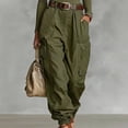 thumbnail image 2 of Levmjia Women's High Waisted Cargo Pants Wide Leg Loose Fit Trousers with Pockets Solid Color Casual Long Pants, 2 of 6