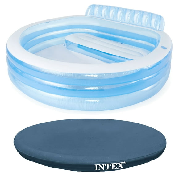 Intex Centre de Baignade Rond Gonflable pour l'Extérieur, Piscine Lounge avec Couverture de Piscine