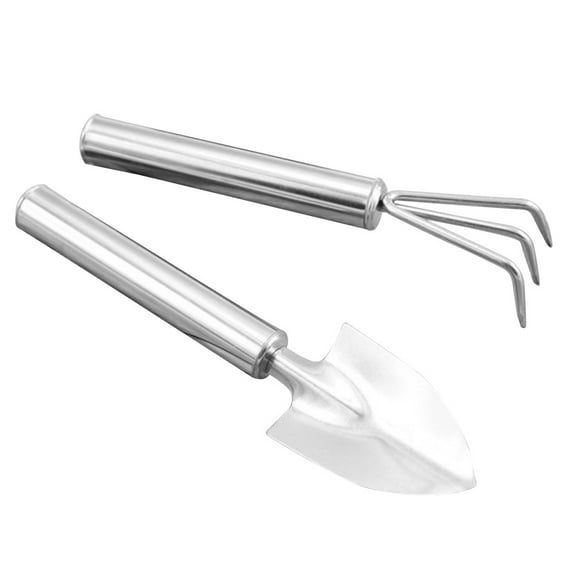 Zehuanyu 2pcs Gardening Tools Set Mini Shovel and Rake Stainless Steel Trowel Garden Supplies for Flower Plant