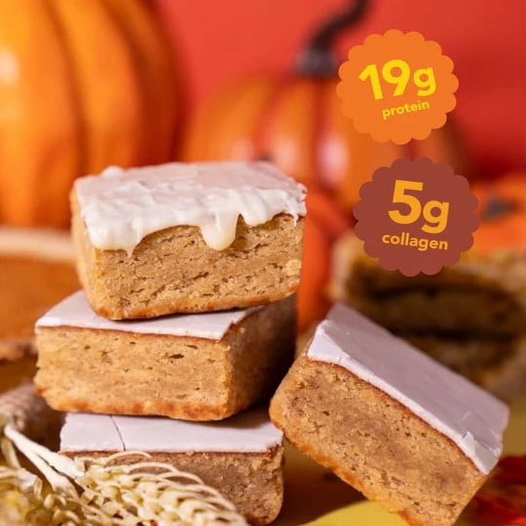 Prime Bites Protein Brownie with 19g Protein and 5g Collagen - Pumpkin Spice, 12 Count