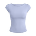 thumbnail image 4 of Bibifish Womens T Shirt Crew Neck Cap Sleeve Slim Cropped Tops Soft Breathable Minimalist Casual Summer Layering Tees, 4 of 4