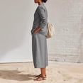 thumbnail image 5 of QATAINLAV Linen Blazer and Pants Matching Set for Women Dressy Casual Work Jackets with Wide Leg Capris 2 Piece Business Outfits Gray XL, 5 of 9