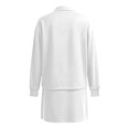 thumbnail image 6 of Womens 2 Piece Skirt Outfit Solid Color Turn Down Collar Long Sleeve with Mini Skirt Casual Athletic Tennis Jogging Suit White M, 6 of 6