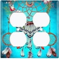 thumbnail image 3 of Metal Light Switch Plate Cover Beaded Feather Dreamcatcher Teal DRM005, 3 of 13
