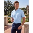 thumbnail image 6 of Mens Dress Shirts Light Blue Short Sleeve Shirt for Men Oxford Shirt Formal Button Down with Pocket, 6 of 10
