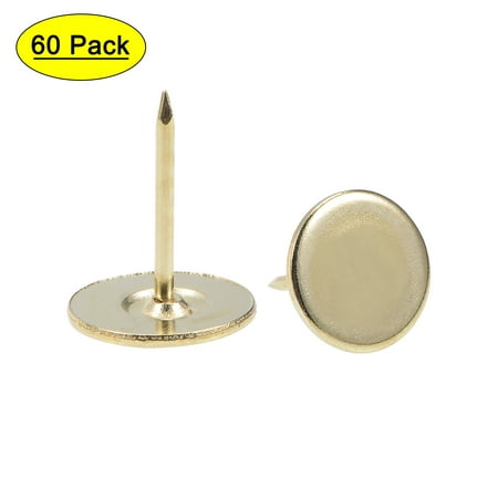 

Uxcell 0.63 x0.79 Upholstery Nails Tacks Flat Head Furniture Nails Pins Iron Gold Tone 60Pcs