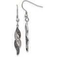 thumbnail image 2 of Chisel Stainless Steel Antiqued and Polished CZ Dangle Shepherd Hook Earrings - 47mm, 2 of 7