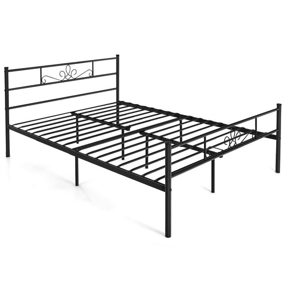 Costway Queen Metal Platform Bed Frame with Headboard and Footboard No Box Spring Needed