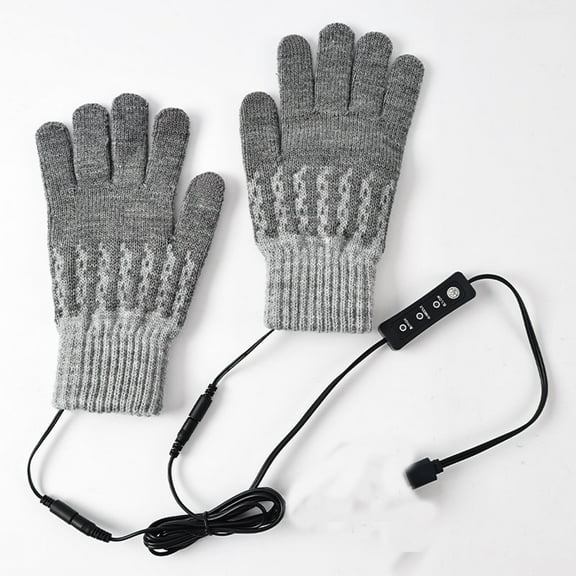 JMKQLZ USB Heated Gloves for Men Women, Full Finger Hand Warmers Winter Warm Knit Touchscreen Gloves Heating Mittens with Adjustable Temperature, Removable and Washable Gloves for Indoor Outdoor