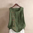 thumbnail image 2 of Tweang Women's Sleeveless Tank Tops Sleeveless Button Down Round Neck Cotton Linen Cami Floral Shirts Gauze Tops for Women Sleeveless Shirts Loose Tunic Blouses Flowy Shirts Summer Clothing Green 2XL, 2 of 3