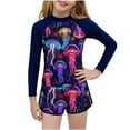 thumbnail image 2 of Kids UPF 50 Long Sleeve Rash Guard Swim Set, Jellyfish Print 2-Piece Swimsuit for Girls, Quick Dry Chlorine Resistant Swimwear,Size 10-11T, 2 of 6