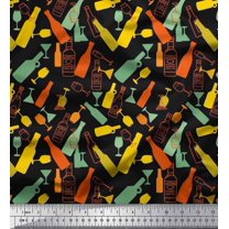 Soimoi Cotton Voile Fabric Bottle & Wine Glass Bar Printed Craft Fabric by The Yard 42 Inch Wide