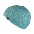 thumbnail image 4 of Candid Signature Apparel Women’s Beanie Handmade Floral Design with Premium Natural Bamboo Cotton for Casual Wear, Cyan, 4 of 4