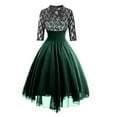 thumbnail image 3 of Pisexur Womens Gothic Dress Medieval Renaissance Dress 1/2 Sleeve Round Neck Lace Chiffon Vintage Costume Drawstring Tunic Cocktail Dress Flowy Party Midi Dress, 3 of 4