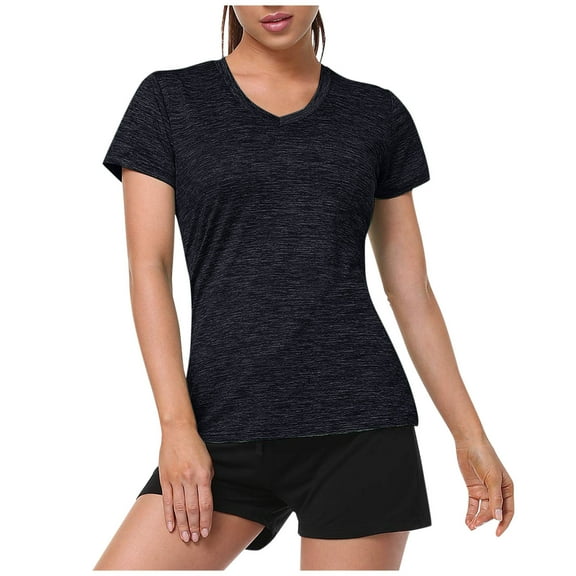outfmvch t shirts for women short sleeve moisture wicking shirts sport activewear womens tops black